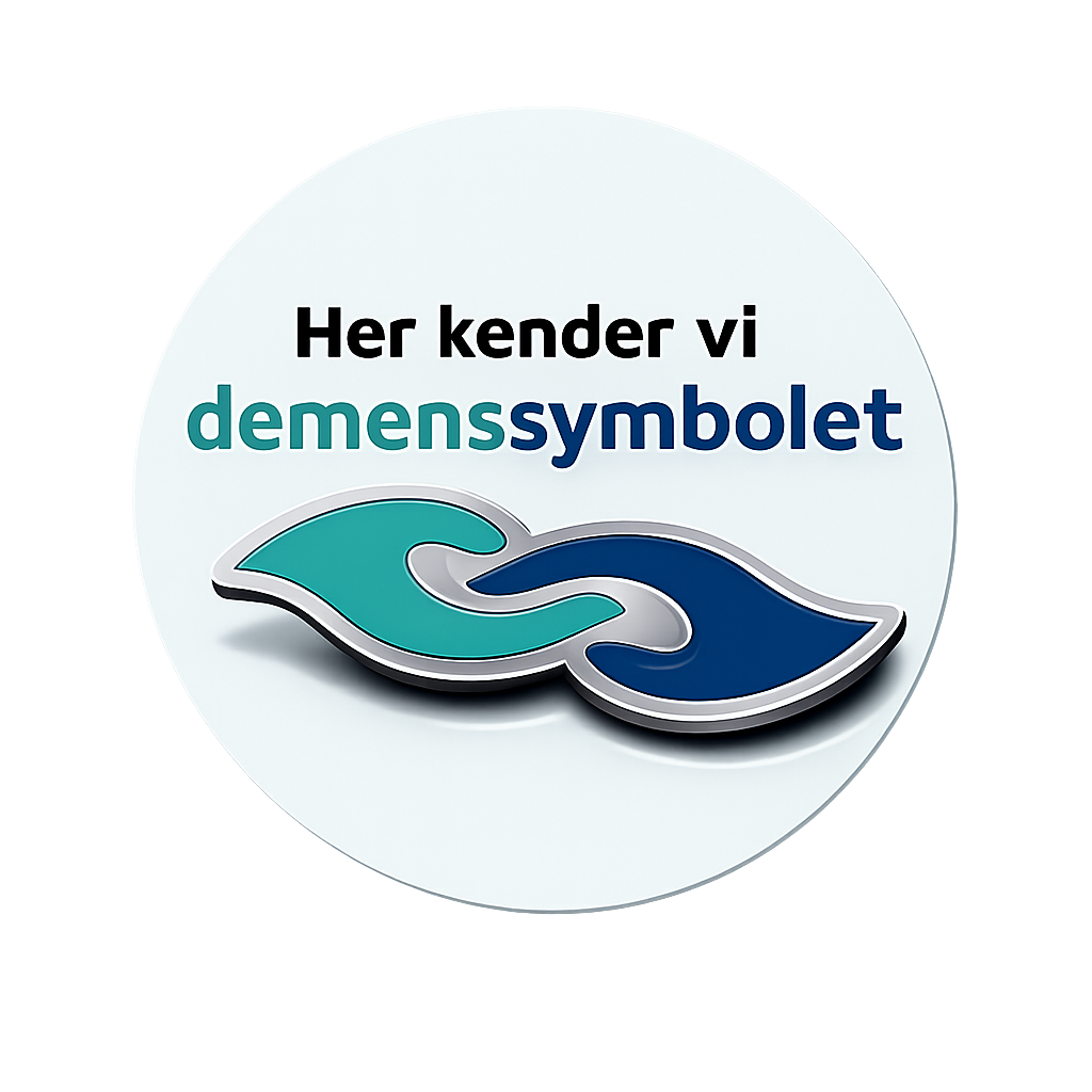 Her kender vi demenssymbolet - klistermærke
