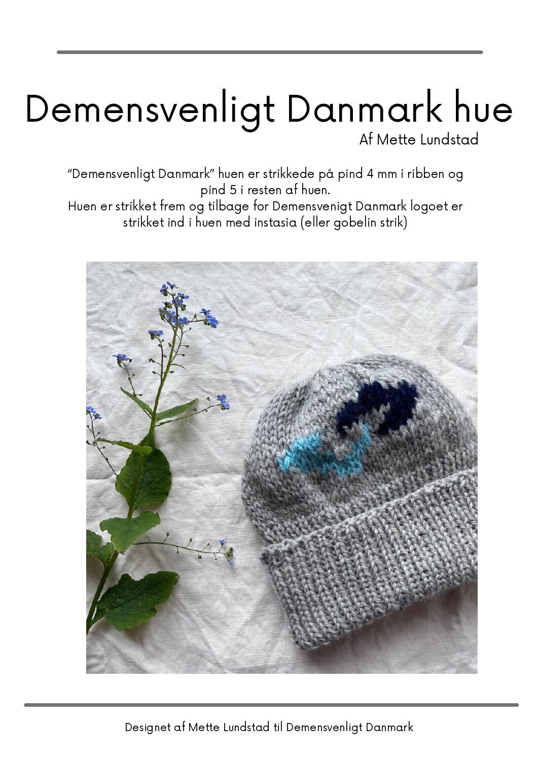 Strikkeopskrift på hue med demenssymbolet